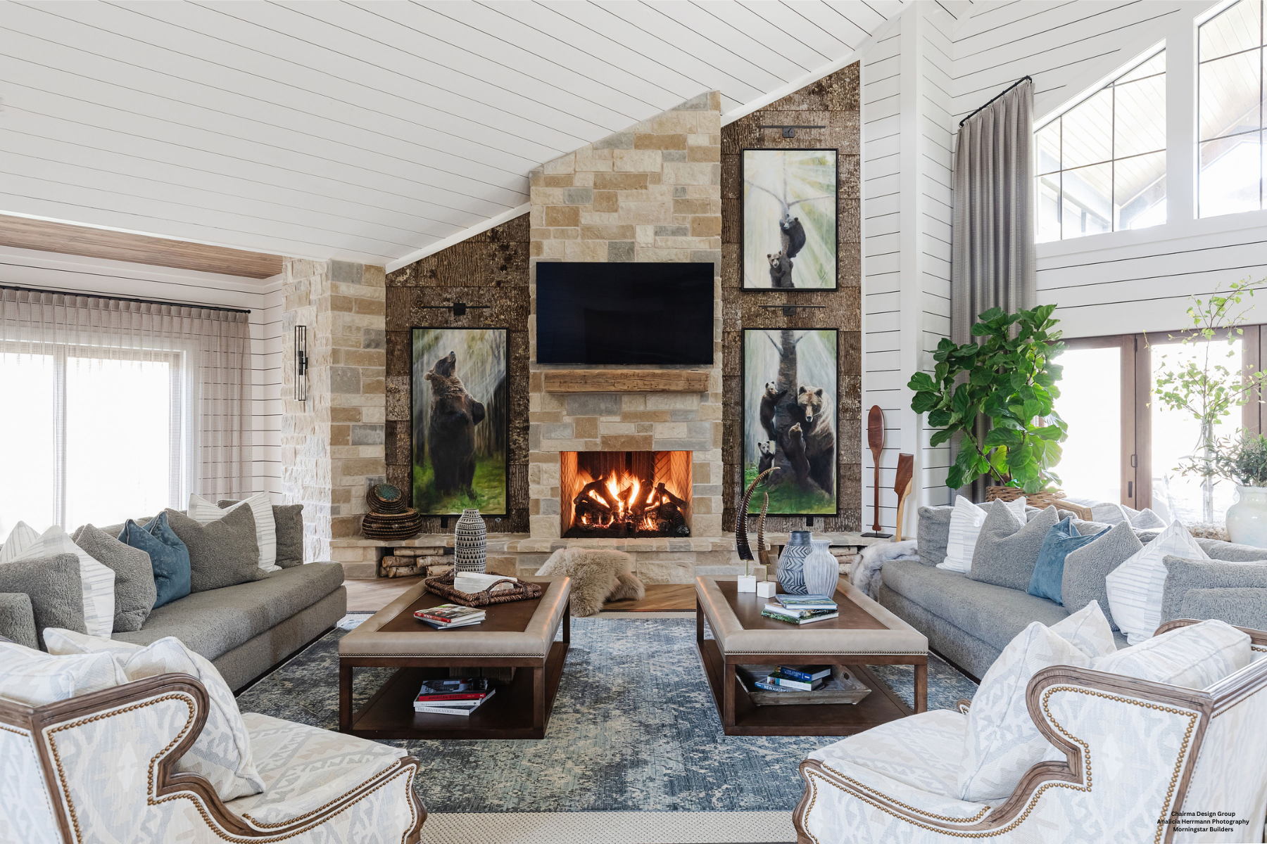 Interior Residential bark siding project 3